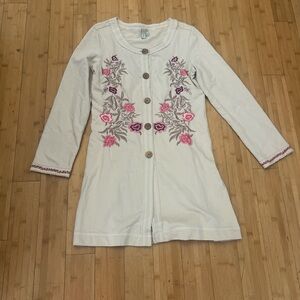 Sahalie White Embroidered Jacket with Pink and Purple Accents